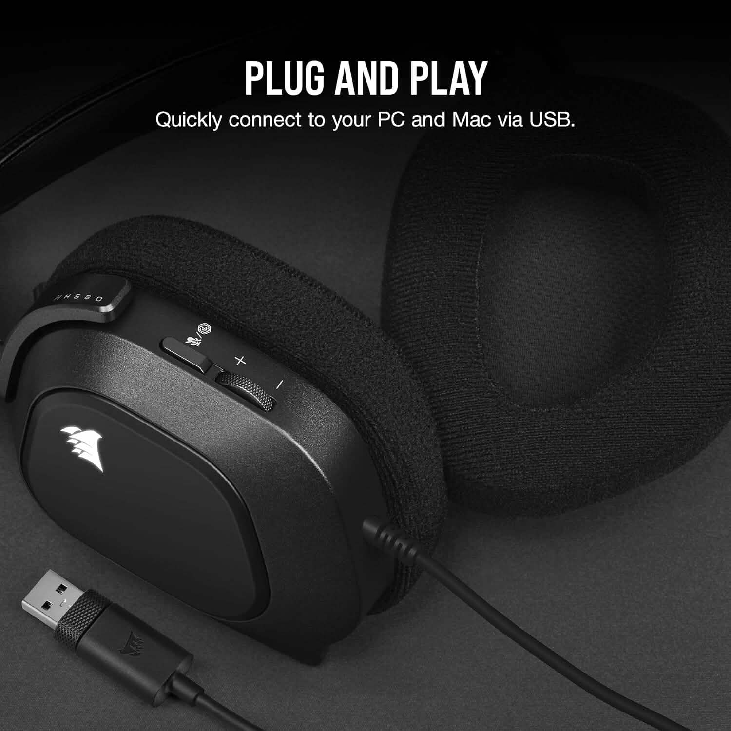 Corsair HS80 RGB USB Premium Gaming Headset (Refurbished) Headphones - DailySale