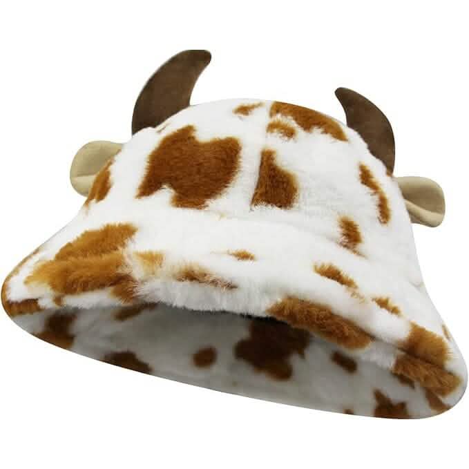 Cute Cow Print Fuzzy Bucket Hat Hats - DailySale