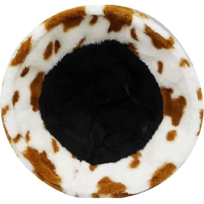 Cute Cow Print Fuzzy Bucket Hat Hats - DailySale