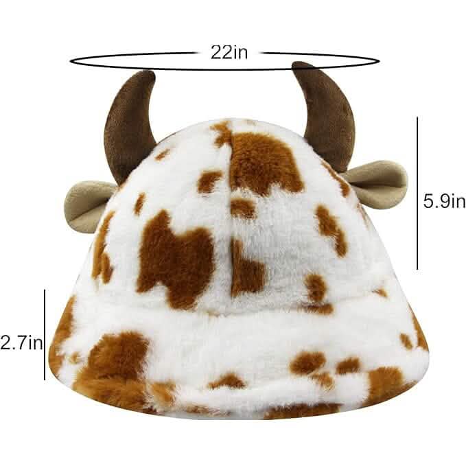 Cute Cow Print Fuzzy Bucket Hat Hats - DailySale