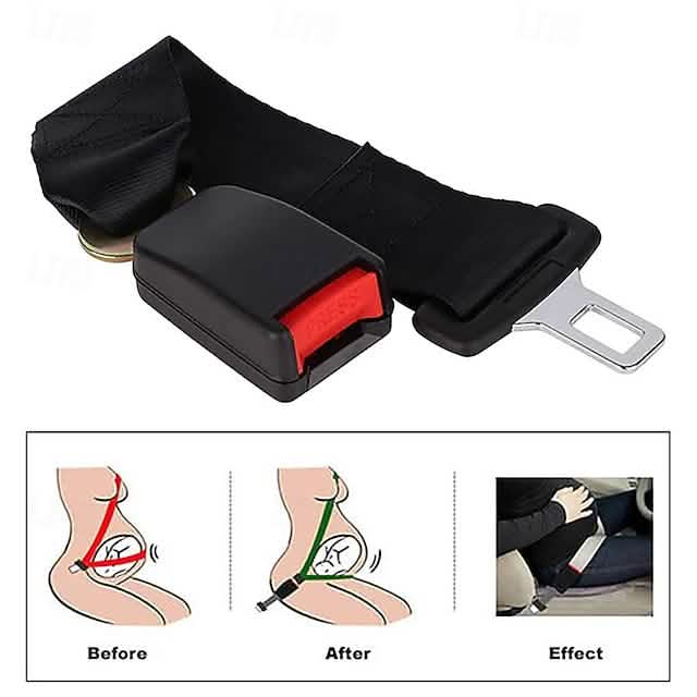 Universal Car Seat Belt Extension Safety Belt Extender with Buckle Clip Suitable for Pregnancy or Larger Body Types