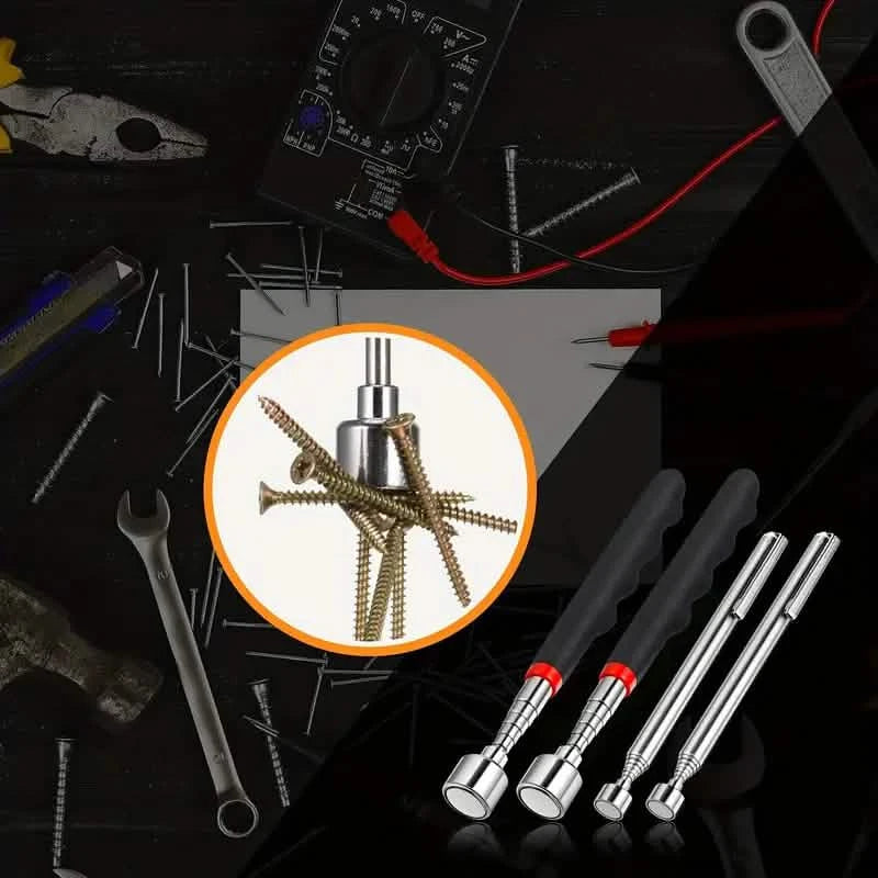 3-in-1 Telescopic Magnetic Grabber Tool – Stainless Steel, Non-Electric