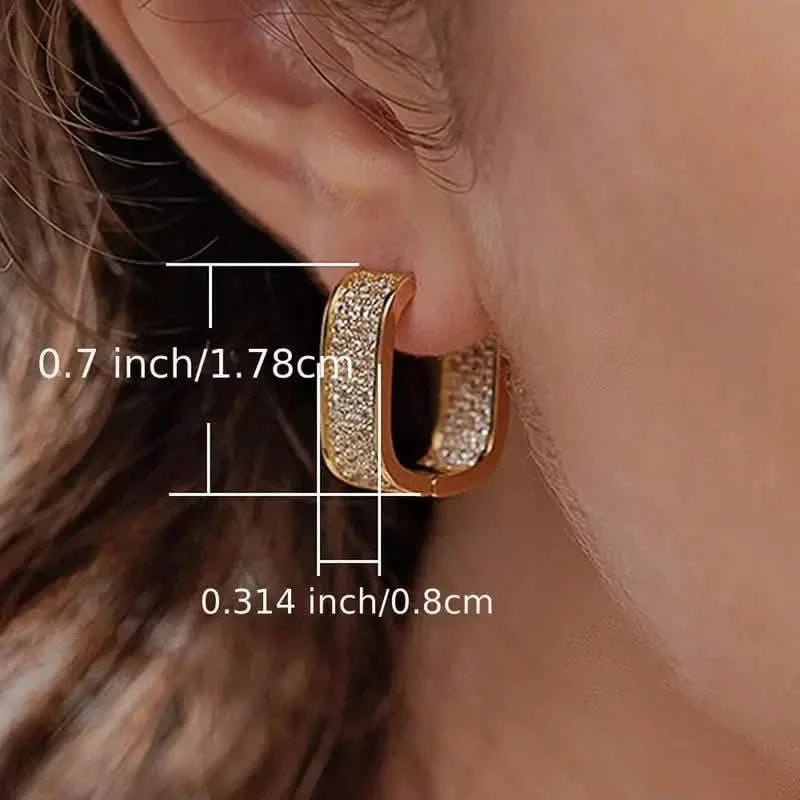 Dainty Paved CZ Hoop Earrings 18k Gold Plated Ear Jewelry Earrings - DailySale