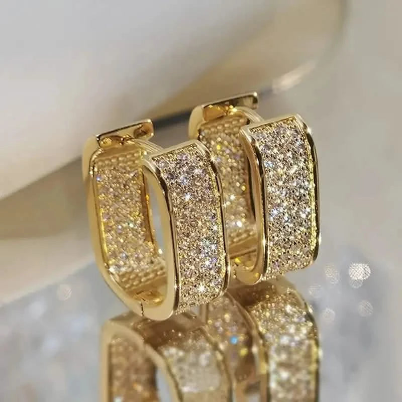 Dainty Paved CZ Hoop Earrings 18k Gold Plated Ear Jewelry Earrings Gold - DailySale