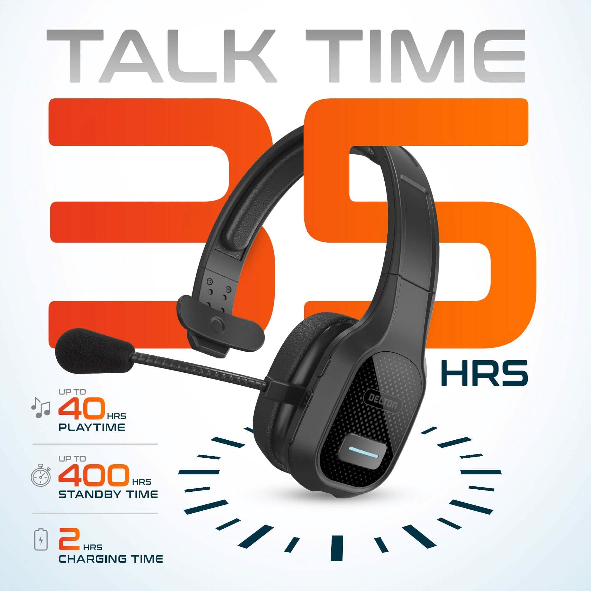 Delton 20X Wireless Computer Headset with USB Dongle and Hook, Trucker Bluetooth Headphone with Noise Canceling Mic Headphones - DailySale
