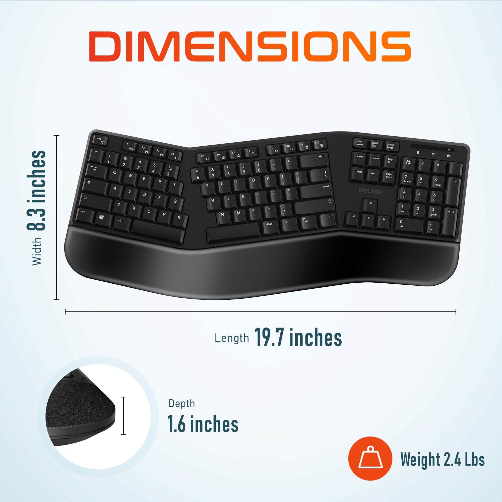 Delton KB200 and S12 Wireless Ergonomic Keyboard and Wireless Mouse Computer Pointing Device Accessory Computer Accessories - DailySale