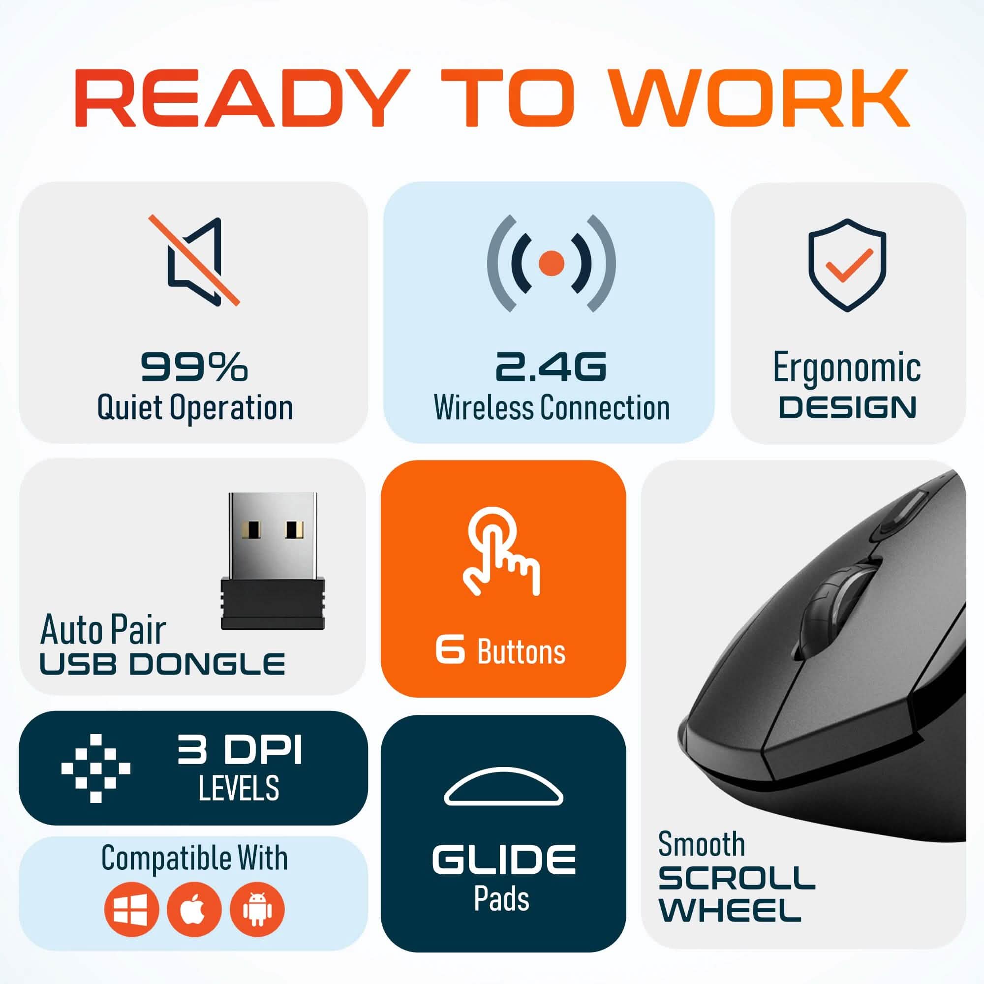 Delton S30 Ergonomic 2.4G Wireless Mouse Optical Computer Pointing Device Computer Accessories - DailySale