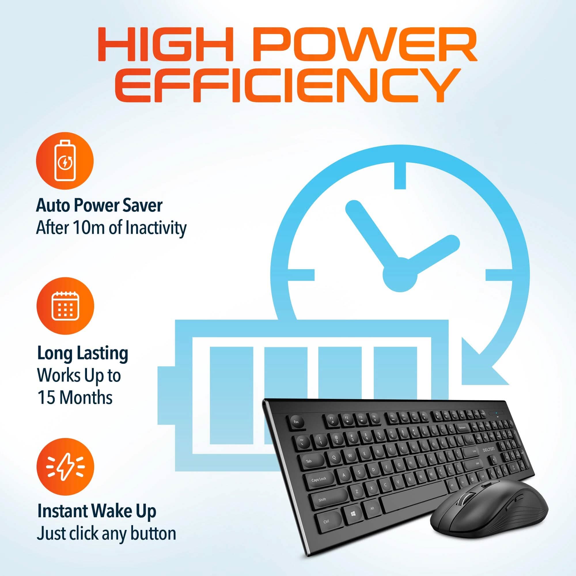 Delton Wireless Keyboard and Mouse Combo, Computer Cordless Mouse & Keyboard Computer Accessories - DailySale
