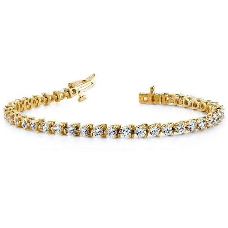 Diamond Tennis Bracelet 6.00 CT Round Cut 14k Yellow Gold 100% Natural H/SI Bracelets - DailySale