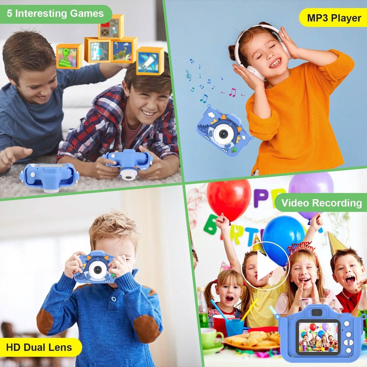 Dinosaur Kids Selfie 48MP 1080P HD Cartoon Digital Camera Cameras & Drones - DailySale