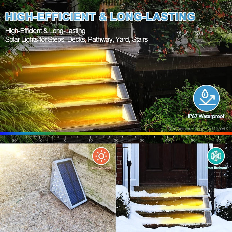 IP67 waterproof, shown on steps in rain and snow