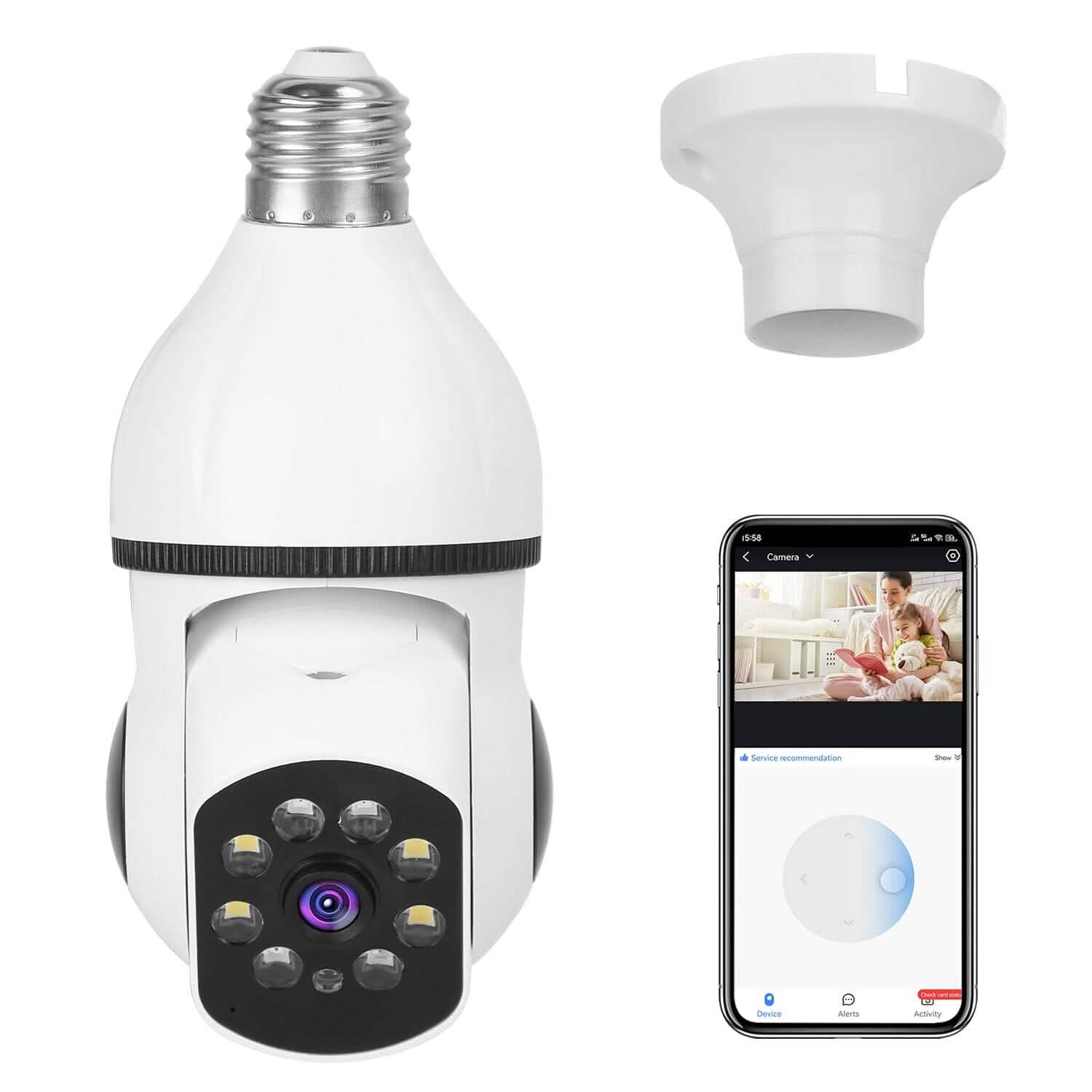E27 WiFi Bulb Camera 1080P FHD WiFi IP Pan Tilt Security Surveillance Camera with Two-Way Audio Full Color Night Vision Smart Home & Security - DailySale