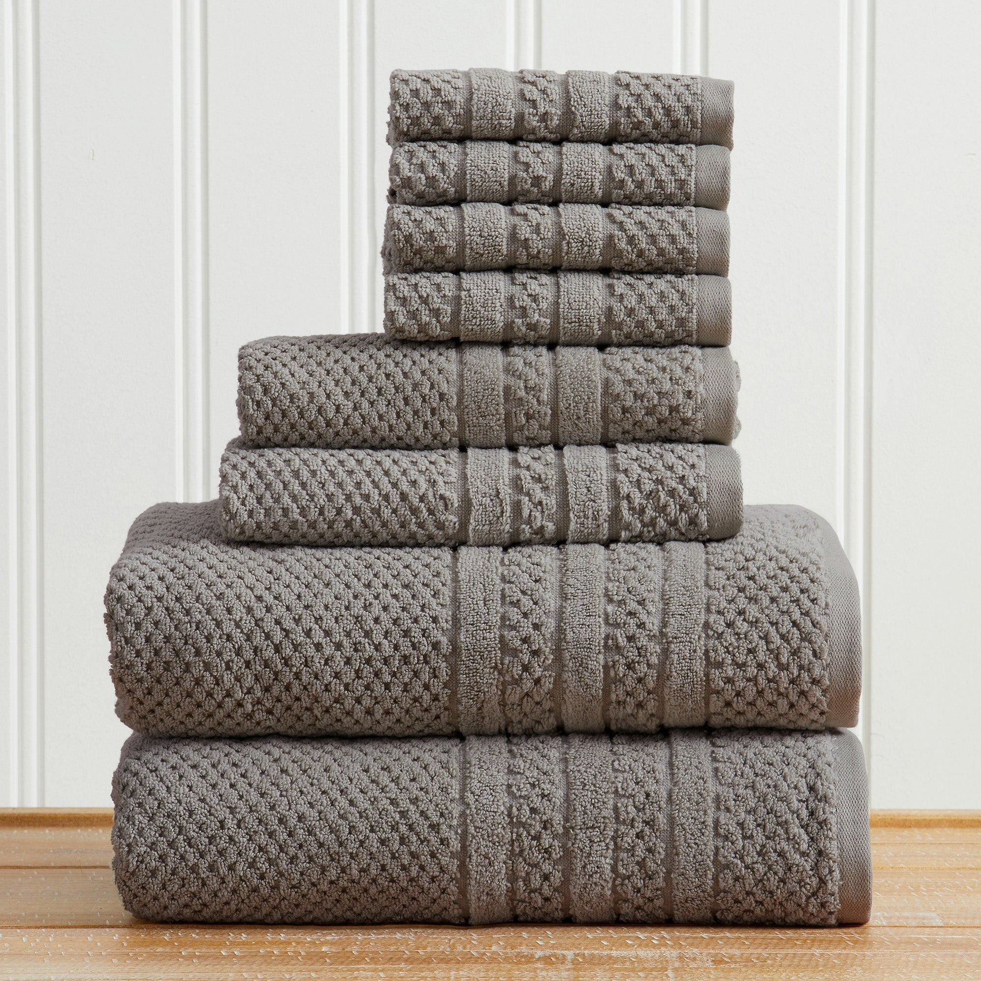 100% Cotton Checkered Jacquard Bath Towel Set - Giuliana Collection