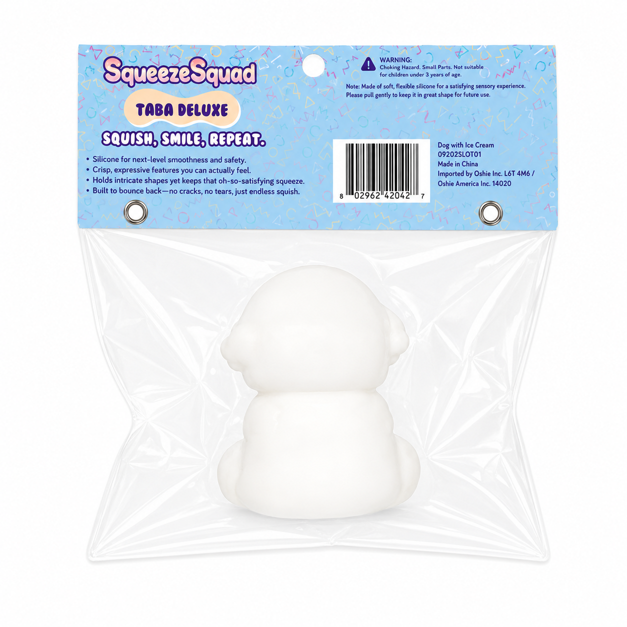 SqueezeSquad Taba Deluxe Squishy Dog with Ice Cream | Premium Silicone Fidget Toy