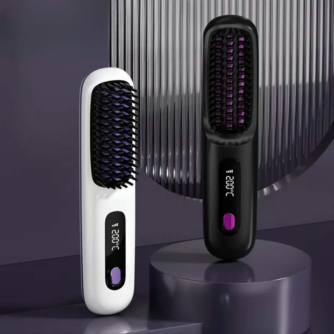 Portable Wireless Hair Straightener Comb – USB Rechargeable, 3-Speed, Negative Ion