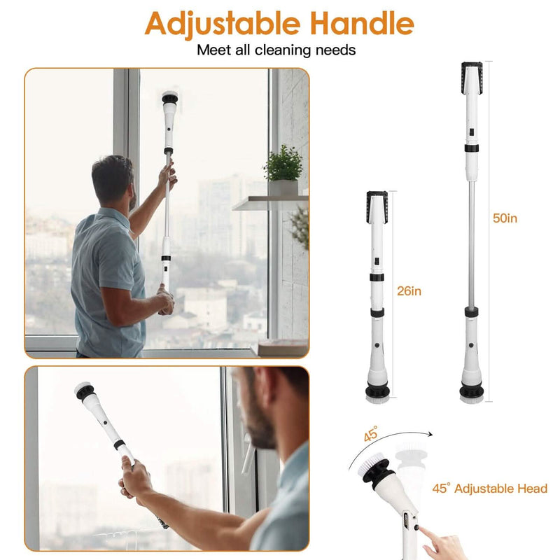 Electric Cordless Spin Scrubber Cleaning Brush with 4 Replaceable Heads Household Appliances - DailySale