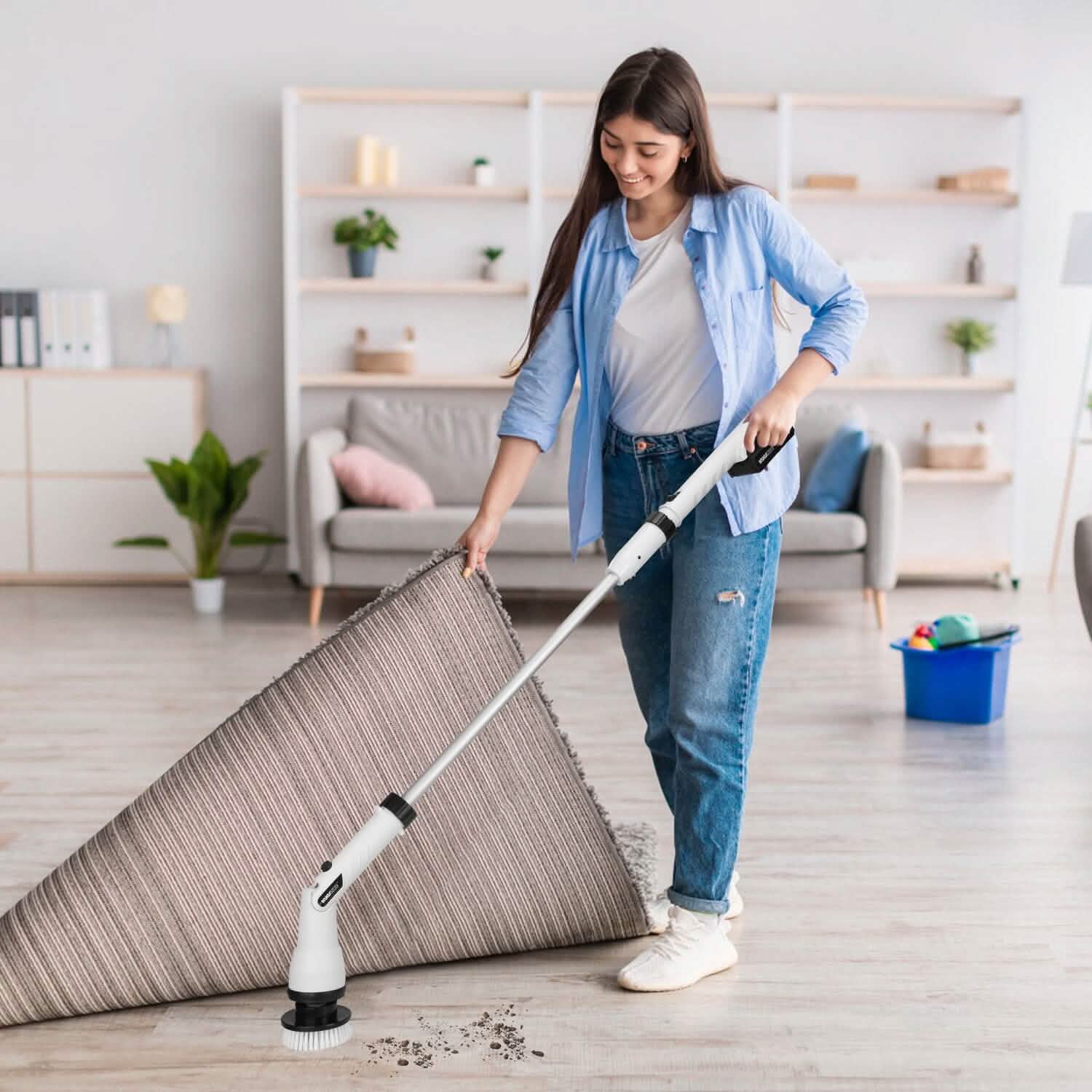 Electric Cordless Spin Scrubber Cleaning Brush with 4 Replaceable Heads Household Appliances - DailySale