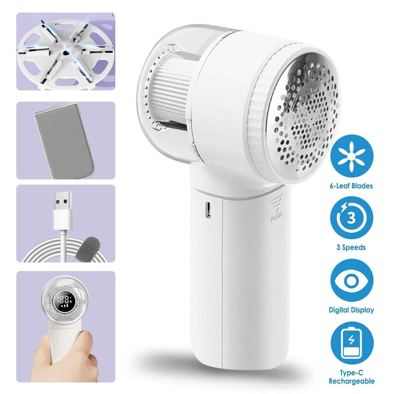 Electric Fabric Shaver with 3 Speeds Lint Brush Digital Display Household Appliances - DailySale