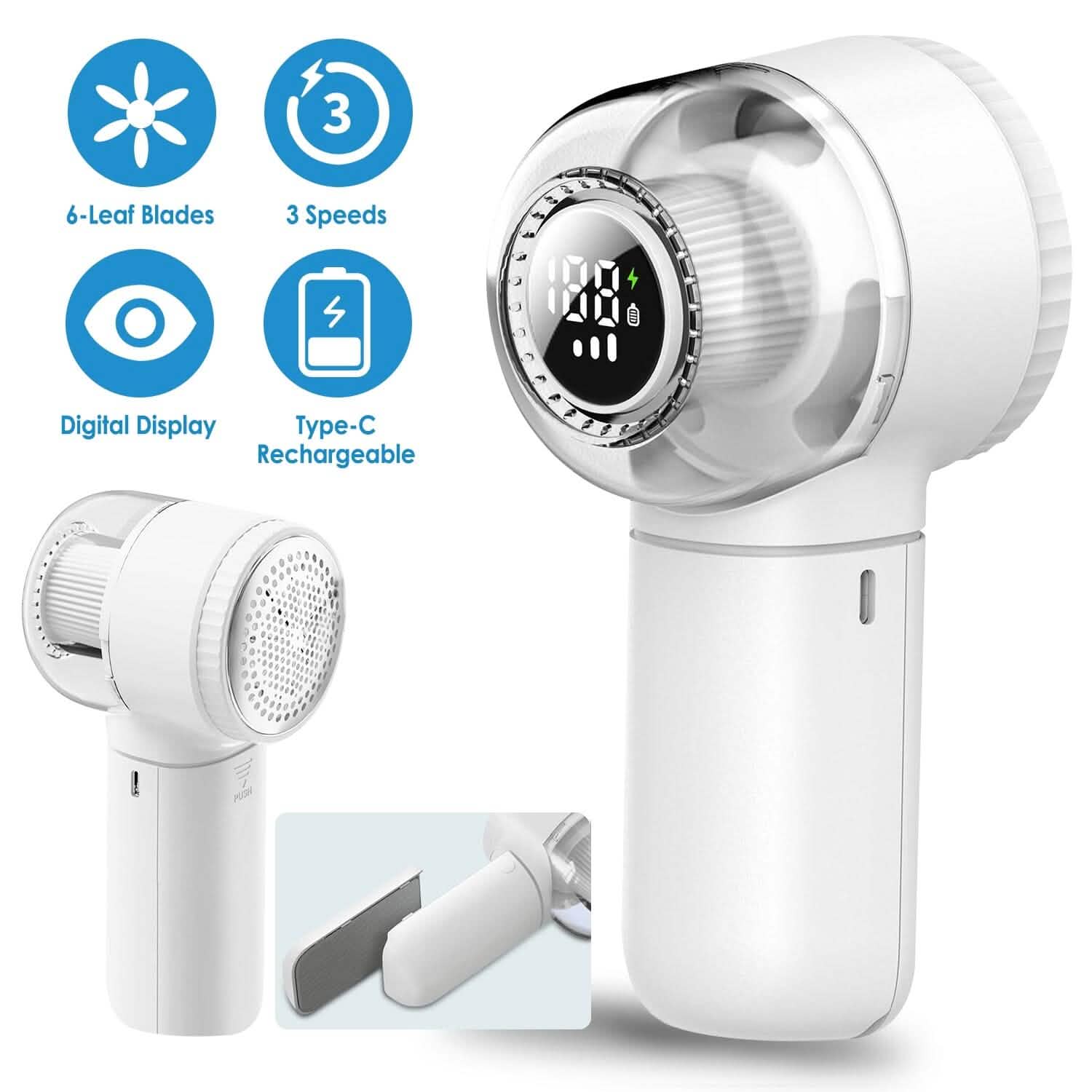 Electric Fabric Shaver with 3 Speeds Lint Brush Digital Display Household Appliances - DailySale