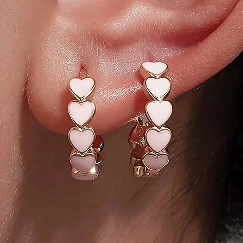 Elegant Boho-Chic Heart Hoop Earrings for Women - Nickel-Free Copper, Perfect for Daily Wear & Parties Earrings - DailySale