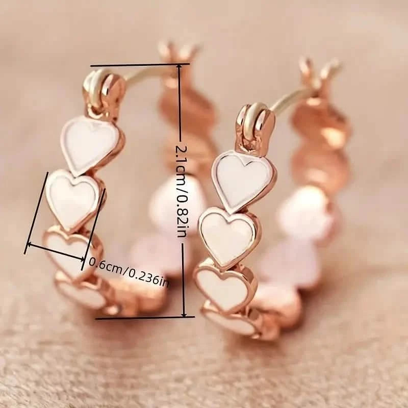 Elegant Boho-Chic Heart Hoop Earrings for Women - Nickel-Free Copper, Perfect for Daily Wear & Parties Earrings - DailySale