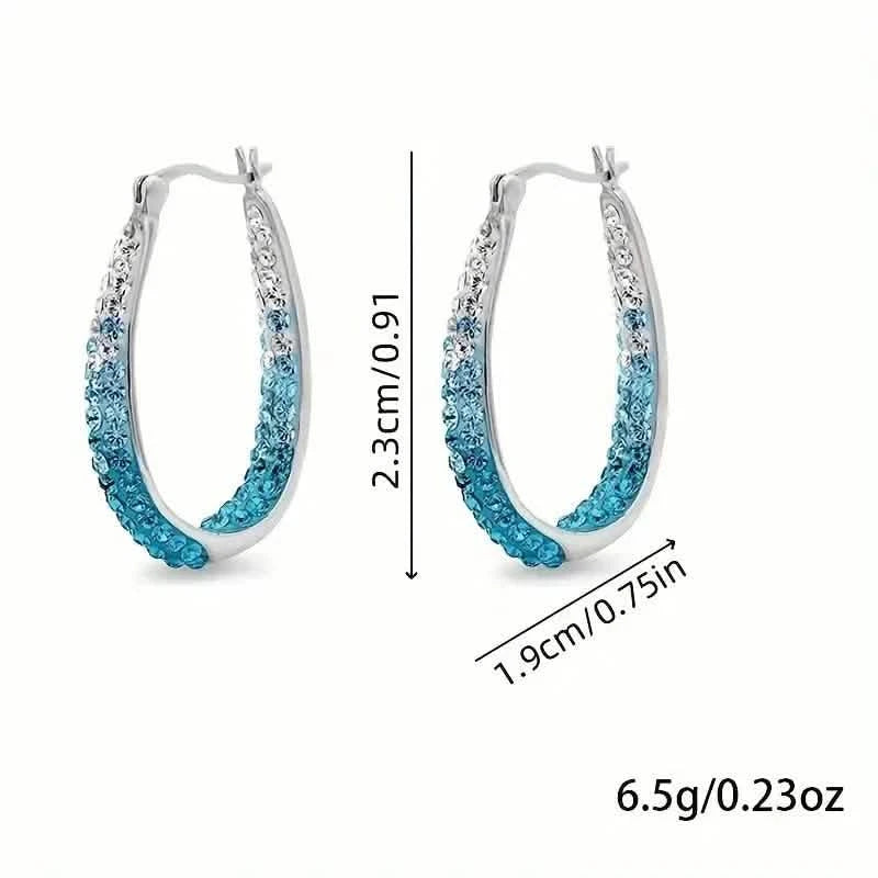 Elegant Dual Tone Gradient Glitter Hoop Earrings Earrings - DailySale