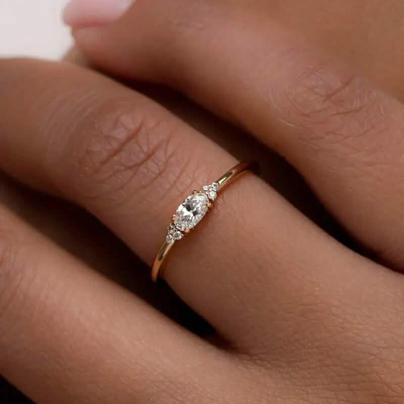 Elegant Gold-Plated Ring with Sparkling Zirconia Rings - DailySale
