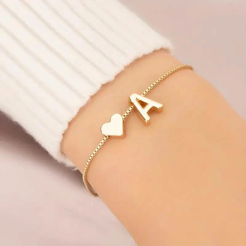 Elegant Love Heart Charm Bracelet - Delicate Minimalist Link Chain Bracelets A - DailySale