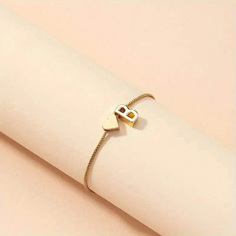 Elegant Love Heart Charm Bracelet - Delicate Minimalist Link Chain Bracelets B - DailySale