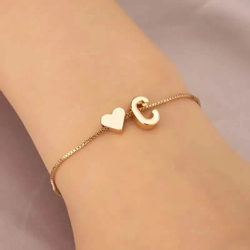 Elegant Love Heart Charm Bracelet - Delicate Minimalist Link Chain Bracelets C - DailySale