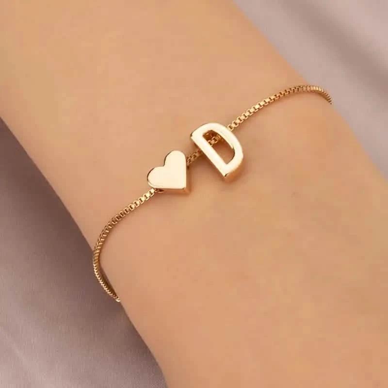 Elegant Love Heart Charm Bracelet - Delicate Minimalist Link Chain Bracelets D - DailySale