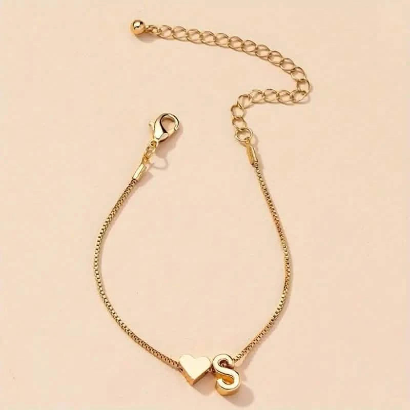 Elegant Love Heart Charm Bracelet - Delicate Minimalist Link Chain Bracelets - DailySale