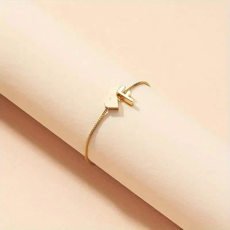 Elegant Love Heart Charm Bracelet - Delicate Minimalist Link Chain Bracelets F - DailySale