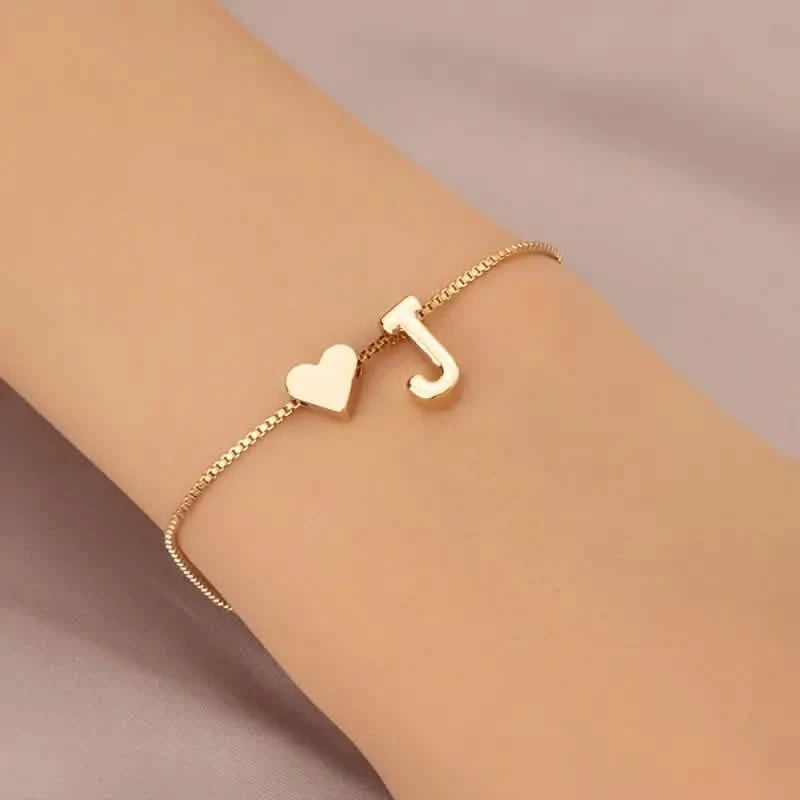 Elegant Love Heart Charm Bracelet - Delicate Minimalist Link Chain Bracelets J - DailySale