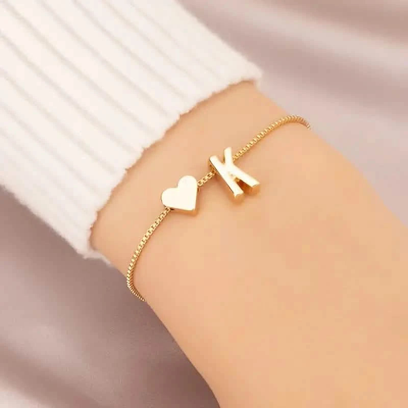 Elegant Love Heart Charm Bracelet - Delicate Minimalist Link Chain Bracelets K - DailySale