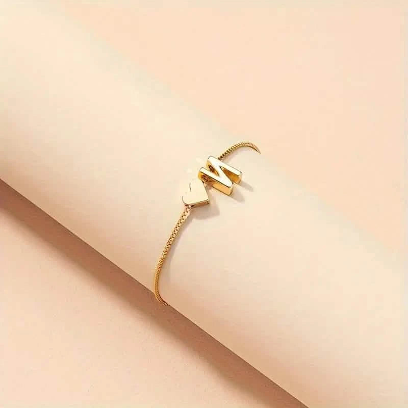 Elegant Love Heart Charm Bracelet - Delicate Minimalist Link Chain Bracelets N - DailySale