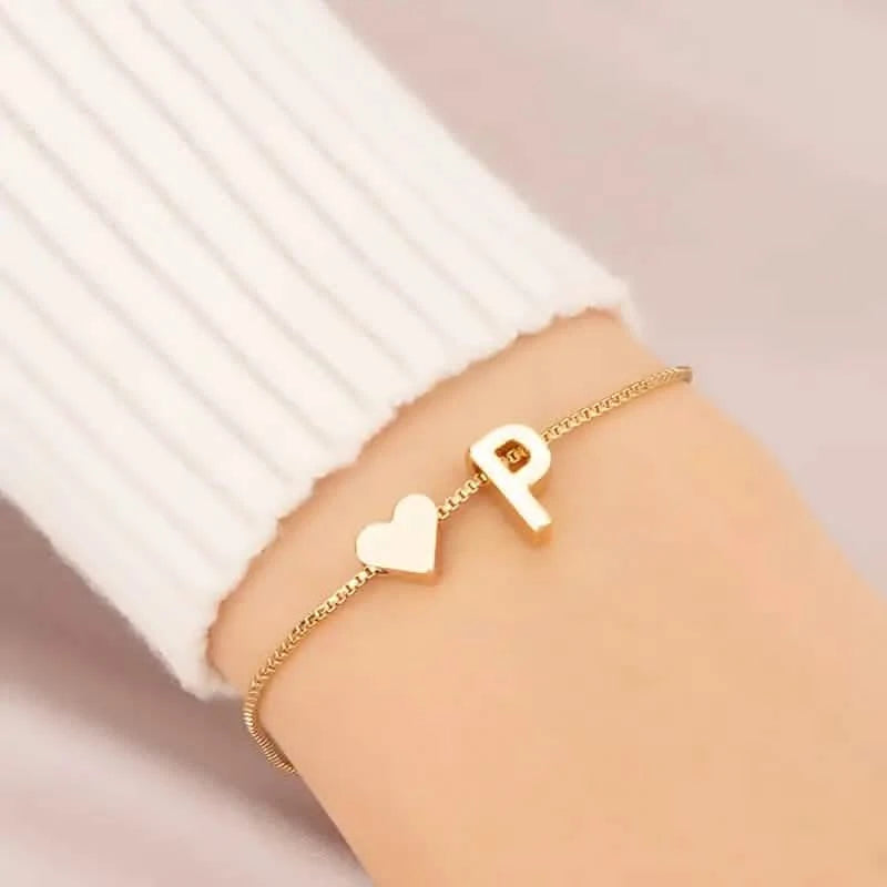 Elegant Love Heart Charm Bracelet - Delicate Minimalist Link Chain Bracelets P - DailySale