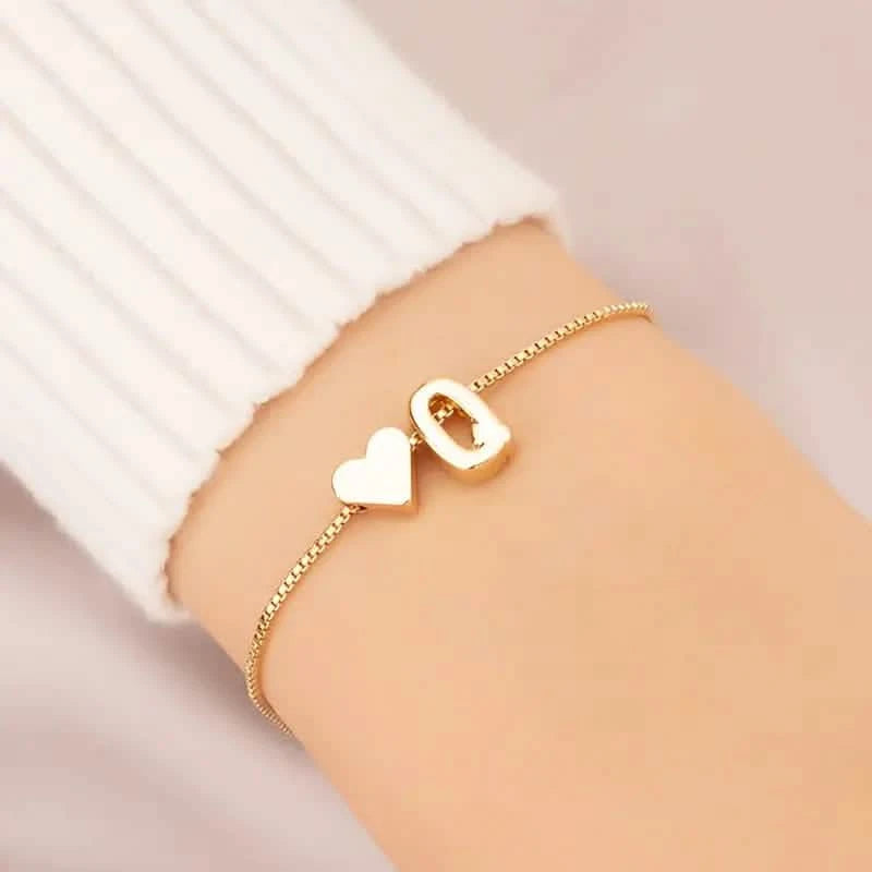 Elegant Love Heart Charm Bracelet - Delicate Minimalist Link Chain Bracelets Q - DailySale