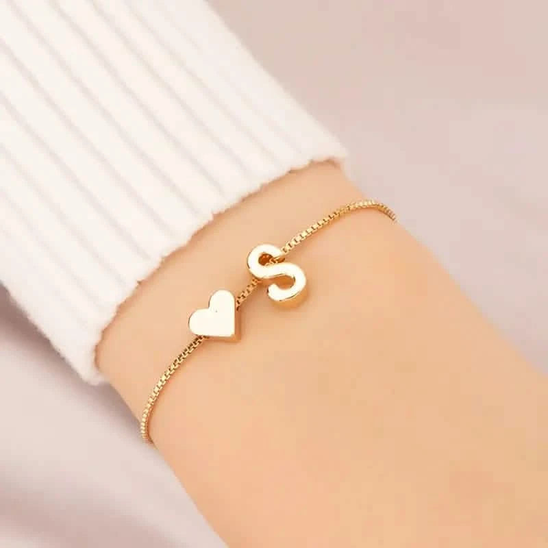 Elegant Love Heart Charm Bracelet - Delicate Minimalist Link Chain Bracelets S - DailySale