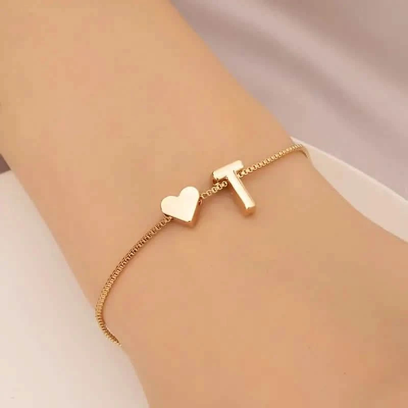 Elegant Love Heart Charm Bracelet - Delicate Minimalist Link Chain Bracelets T - DailySale