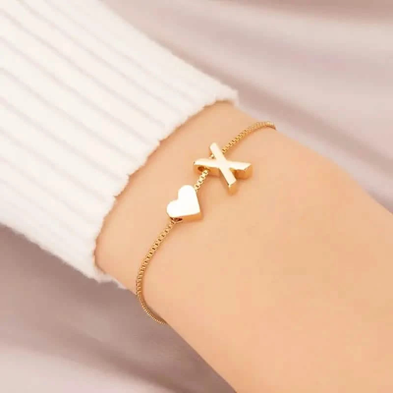 Elegant Love Heart Charm Bracelet - Delicate Minimalist Link Chain Bracelets X - DailySale