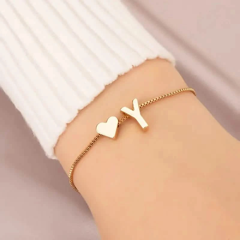 Elegant Love Heart Charm Bracelet - Delicate Minimalist Link Chain Bracelets Y - DailySale