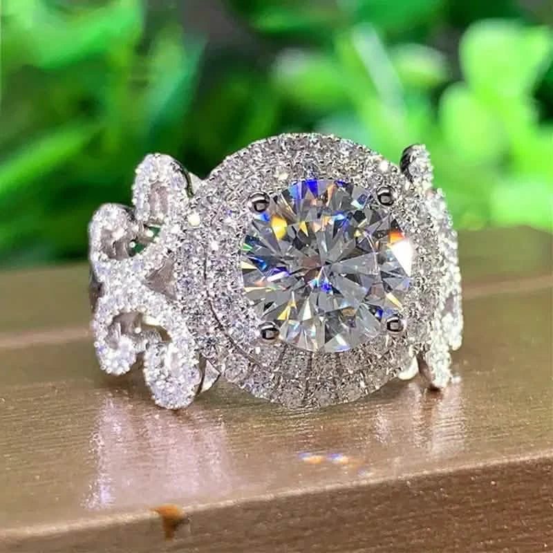Elegant Promise Ring Trendy Halo Design Silver Plated Paved Shining Rhinestone Engagement/ Wedding Ring Rings - DailySale