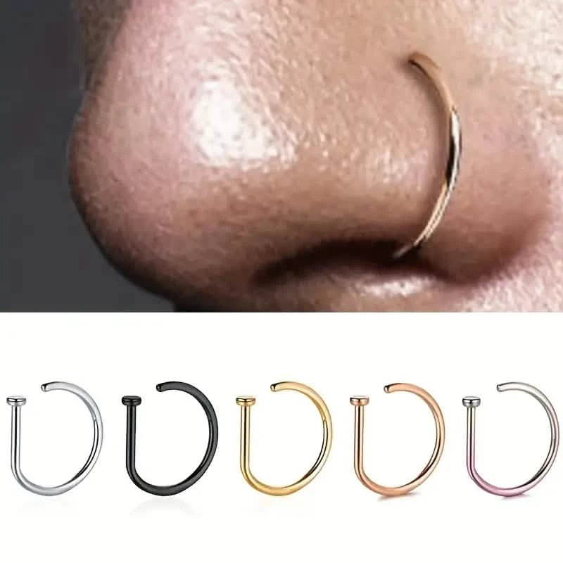 Elegant Punk-Style Stainless Steel Nose Rings - Clip-On Non-Piercing Design Earrings - DailySale