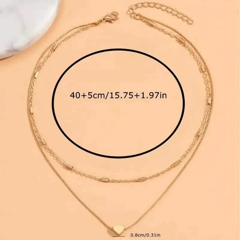 Elegant Simple Double Layer Choker Necklace with Heart Pendant Necklaces - DailySale