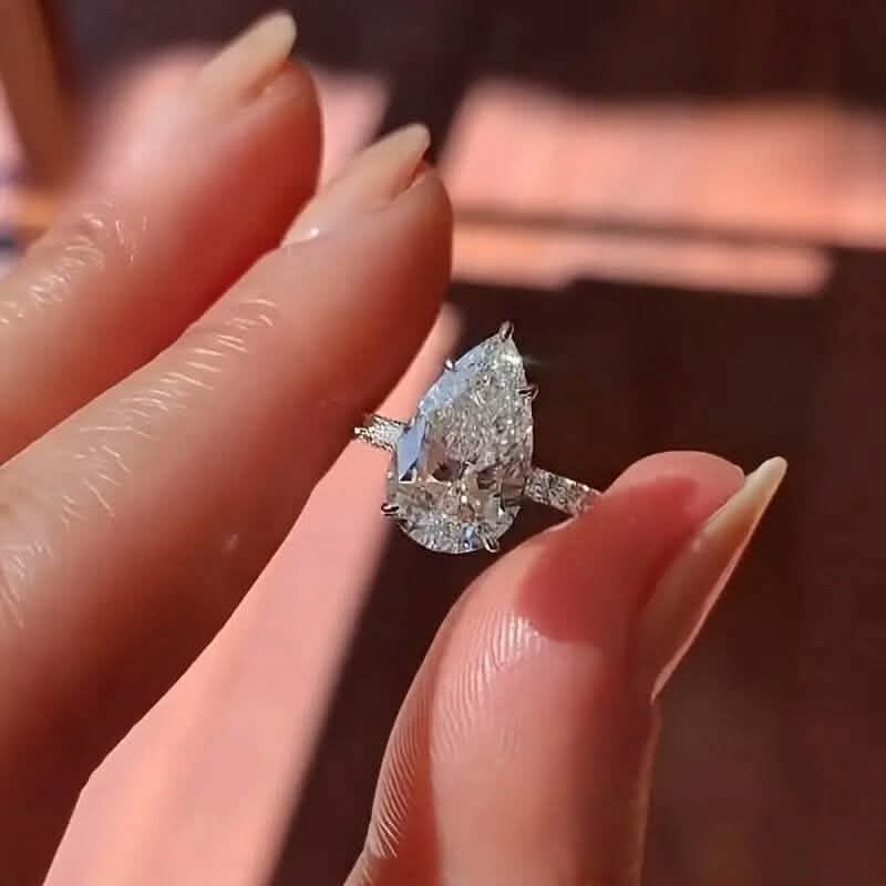 Elegant Teardrop Cubic Zirconia Engagement Ring Rings - DailySale
