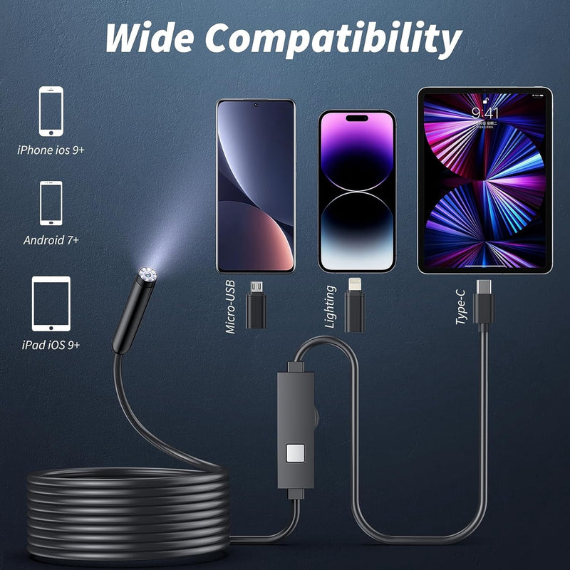 Works with iPhone, iPad and Android using Micro USB, Lightning and USB-C