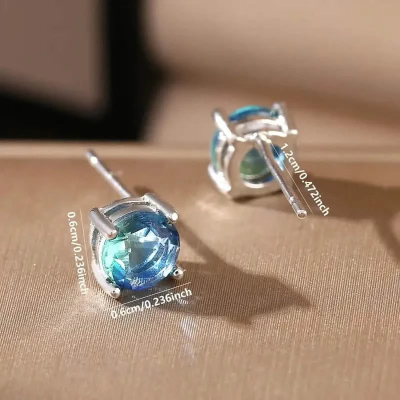 European and American Style Copper Earrings with Blue Zirconium Earrings - DailySale