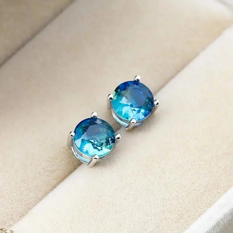European and American Style Copper Earrings with Blue Zirconium Earrings - DailySale