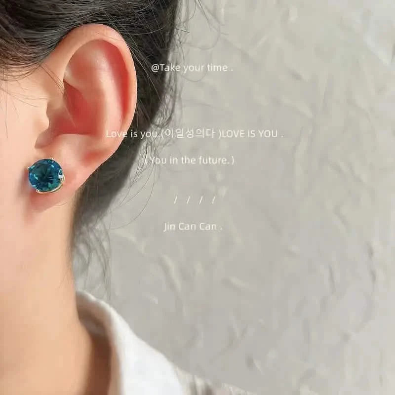 European and American Style Copper Earrings with Blue Zirconium Earrings - DailySale